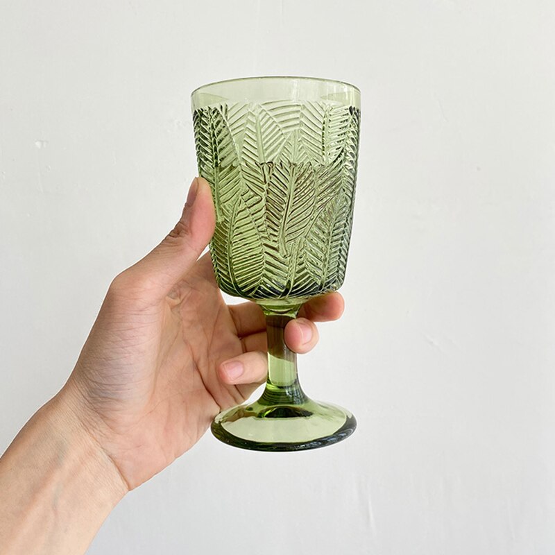 Copas de vino talladas con hojas de 350ml, copas de vino tinto talladas, para zumos, bodas, fiestas, flautas de champán, cáliz para Bar, restaurante y hogar
