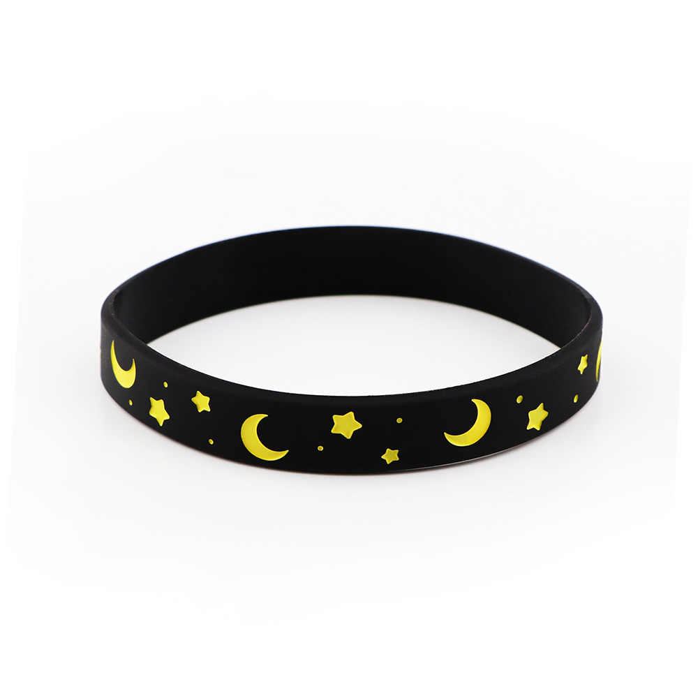 J3392 Sterne und mond nacht Armbänder modisch Silikon Gummiband Armbänder Hand Armreif Männer Frauen Schmuck