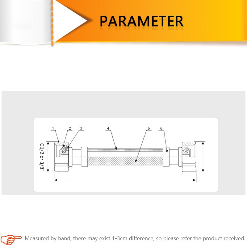 Tuyau Flexible en Nylon noir pour robinet de cuisine et plomberie, mélangeur d'eau chaude et froide, accessoires de salle de bains, 3/8 "Manguera1/2"