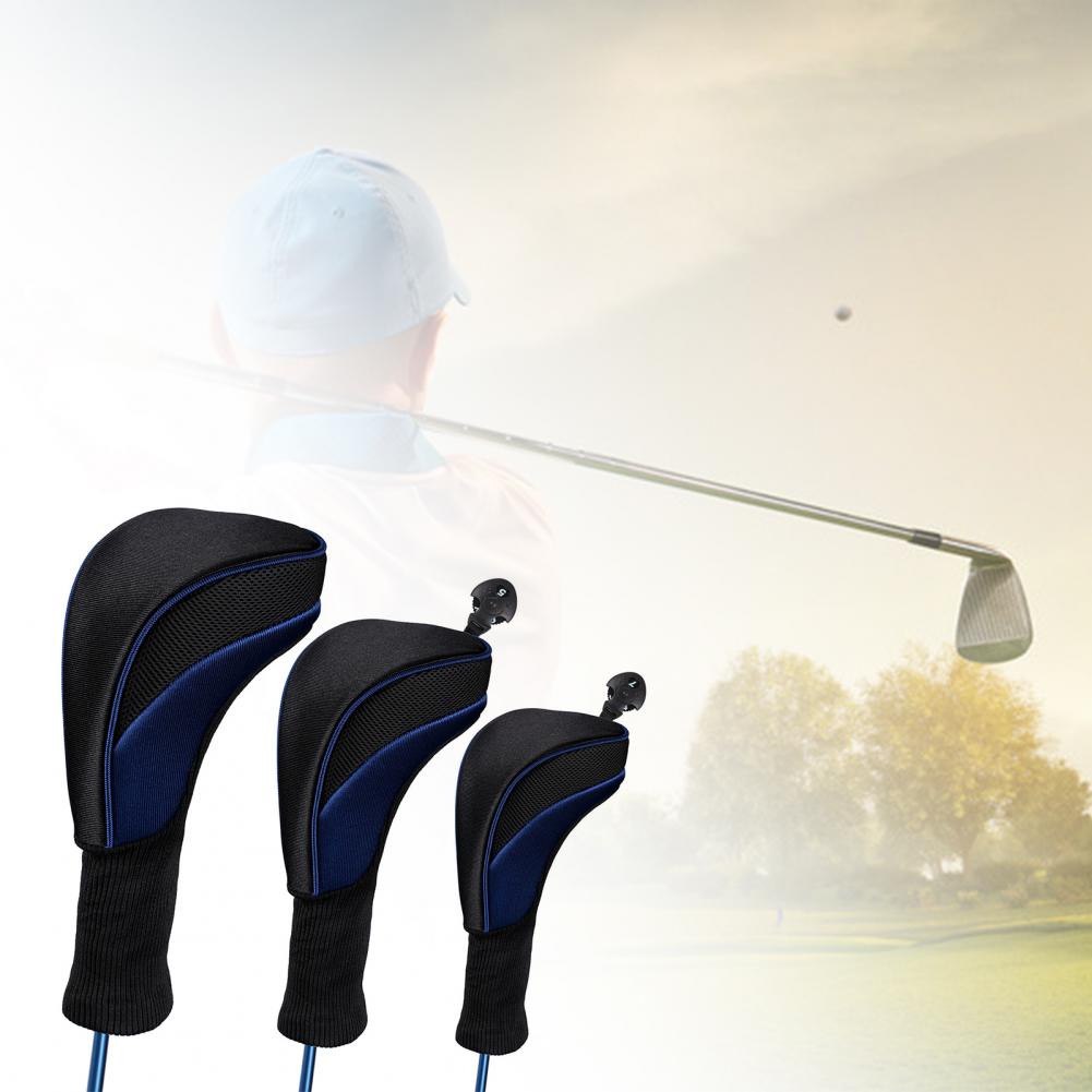 3Pcs Anti-wear Golf Club Cover Cap Cue Protection Sleeve for Outdoor Sports