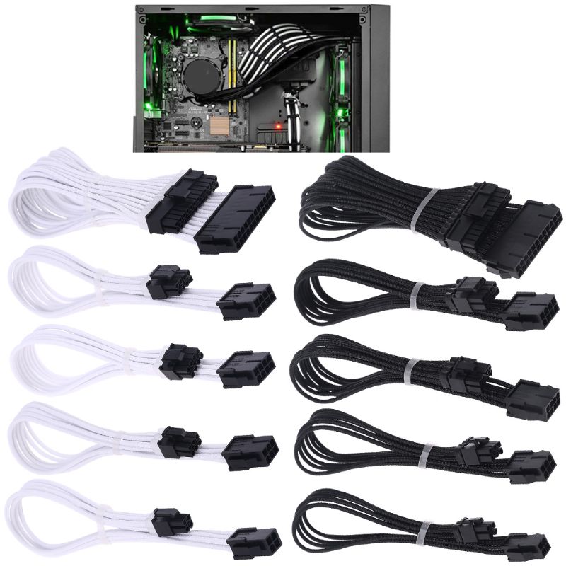 Mouw Extension Voeding Kabel 24-Pin Een Tx/Eps/8-Pin Pci-E Gpu/8pin cpu/6-Pin Pcie/4Pin Cpu Kabel Met Kammen 18 Awg