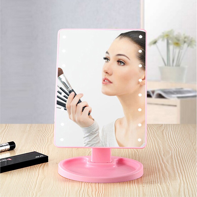 LED Makeup Mirror Touch Screen Mirror with 22 LED Lights Bright Adjustable Make Up Mirrors Operated Stand for Tabletop Bathroom