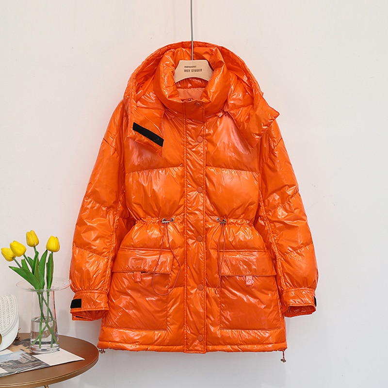 neue Frauen Weiße Ente Unten Jacke Winter Helle Farbe Warme Mantel verlieren Mittel Lange Unten Parka Weibliche Wasserdichte Outwear