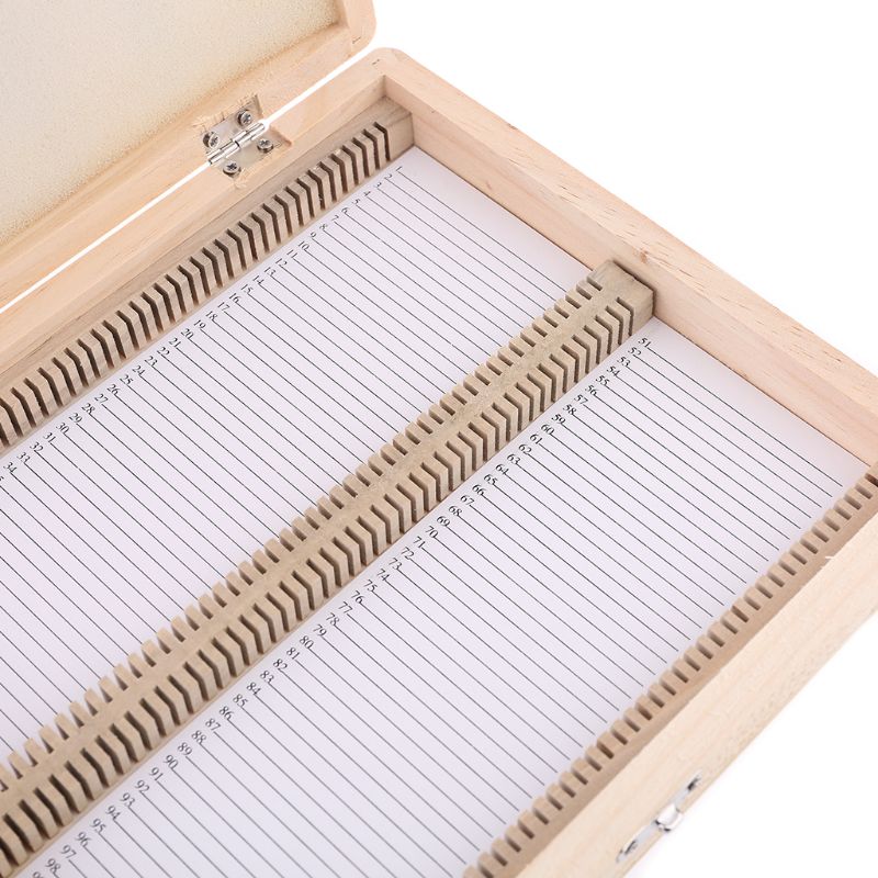 100-Places Digital Microscope Slides Storage Box Biological Wooden Piece Case D0AC