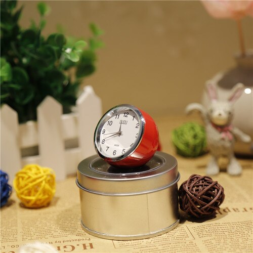 Retro Exquisite Mini Table Clock Multicolor Optional Circular Metal Table Clock Needle Desk Clock 4cm WY52619: Red