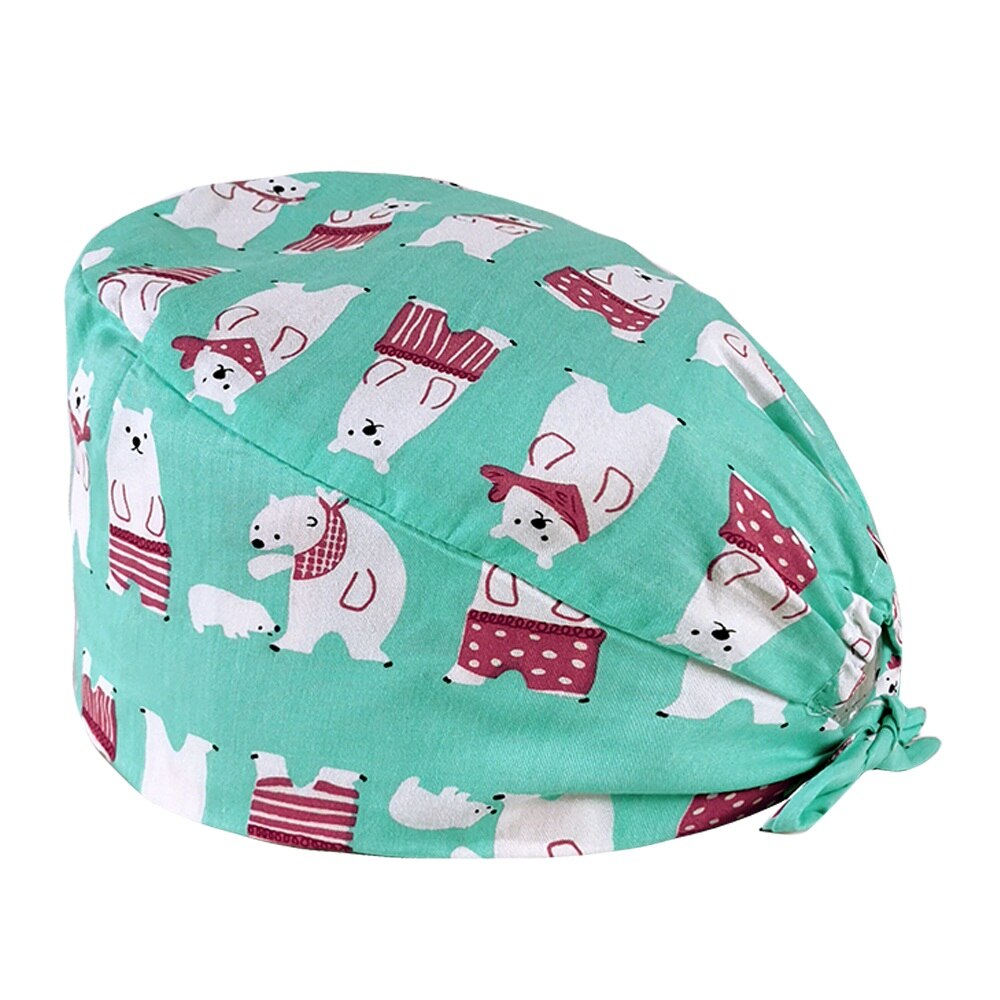 Cartoon dierenpatroon print unisex mat pet laboratorium dierenwinkel werkende verpleegster hoed ziekenhuis dokter operatie pet: 12051