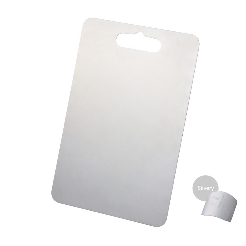 1Pc Hakblokken + Vinger Beschermer Rvs Snijplanken Voor Keuken Gebruiksvoorwerp Hangable Kaasplank Snijden Opslag: Zilver