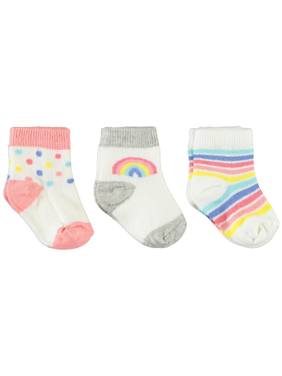 Civil Baby Girl Baby 3'lü Socks Set 0-6 Month Made Of Cotton Fabric.: Yavruağzı