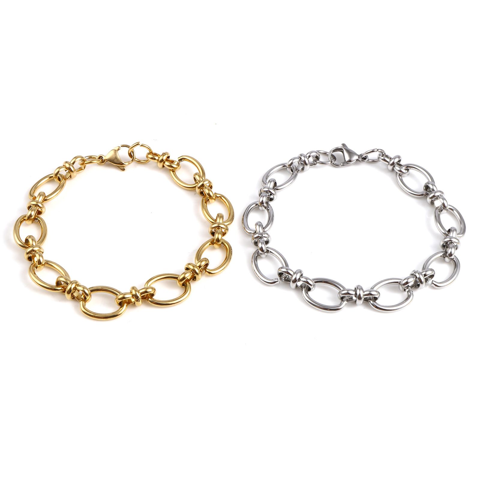 1Pc Rvs Armbanden Voor Mannen Vrouwen Zilveren Kleur Goud Kleur Oval Cross Gesp Connector Link Chain Sieraden trend