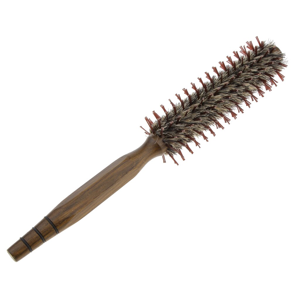 Træ rund hårbørste salon styling dressing krøllet ornebørste børste kam: S