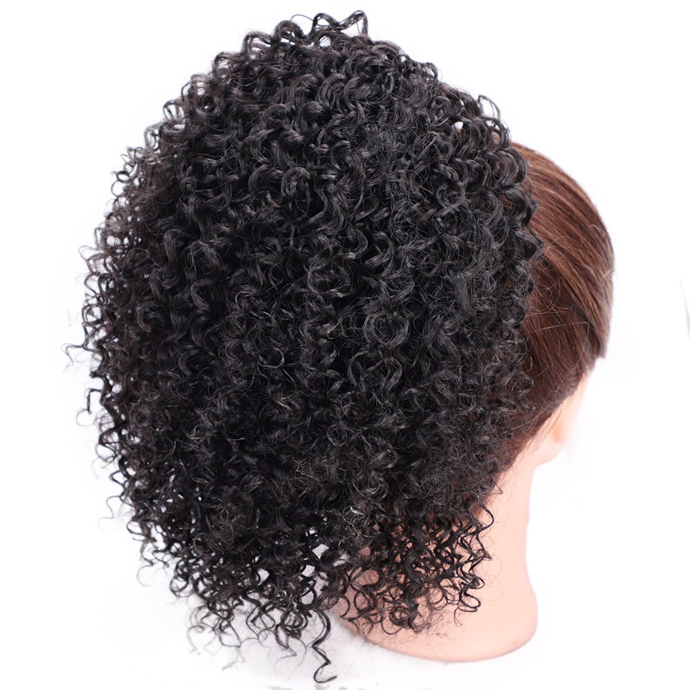 Extension capillaire synthétique Afro-américaine bouclée et crépue, postiche Chignon court enroulé avec cordon de serrage: 2