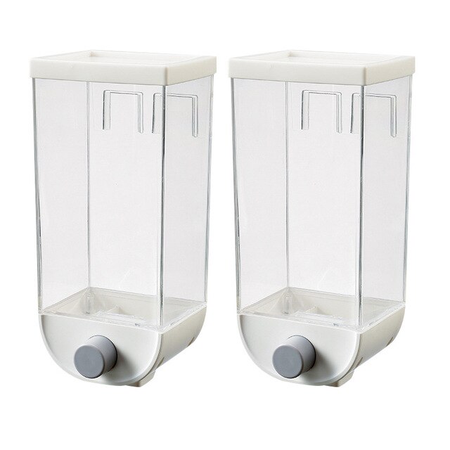 Korn opbevaringsboks 1000/1500 ml vægmonteret korn mad opbevaringsbeholder køkken korn ris bønne forseglet dåse havregryn dispenser: 2 stk / 1000ml