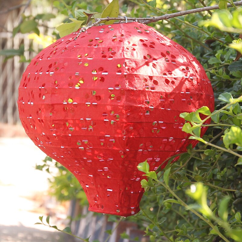 Lanterne en papier ballon à Air ajouré, lanterne arc-en-ciel, décoration, fournitures de fête d&#39;anniversaire pour enfants, décoration de mariage à domicile, 20cm: red