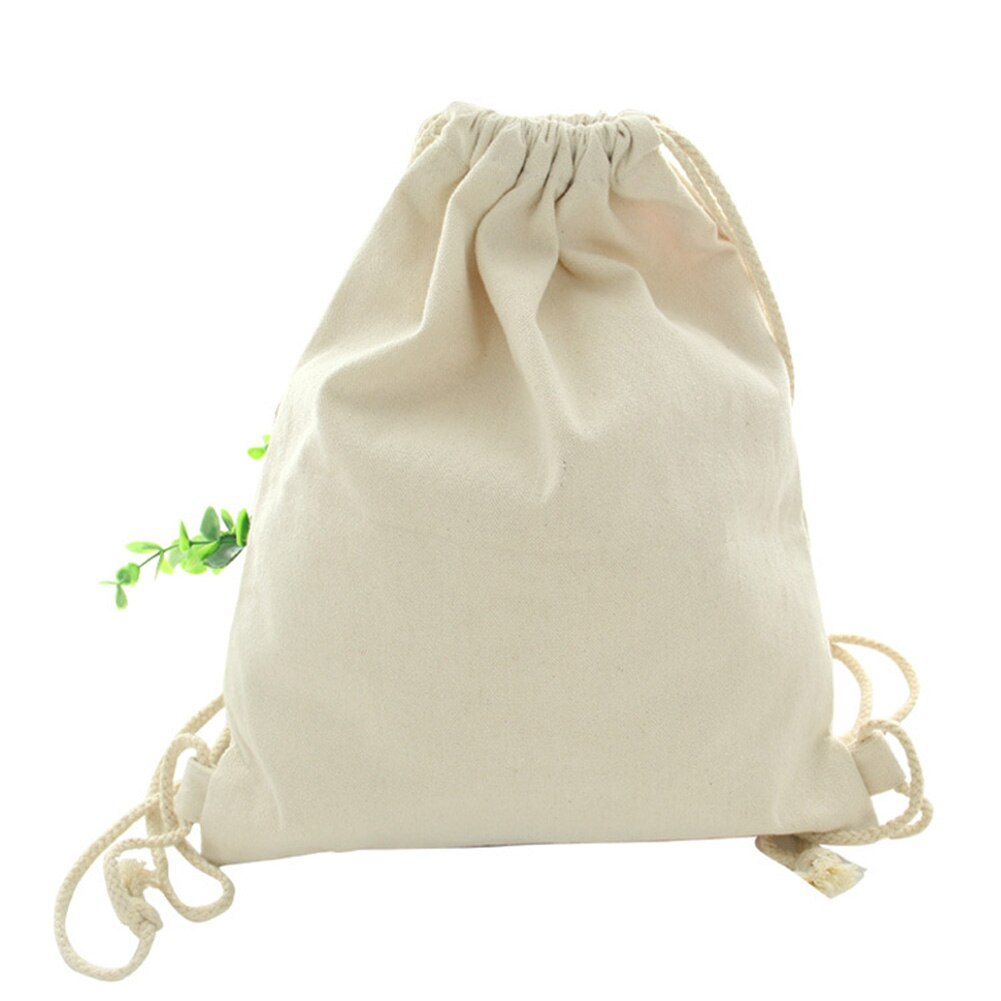 Sac à dos en toile blanc pour peinture à la main, sac de rangement de voyage avec cordon de serrage, bricolage