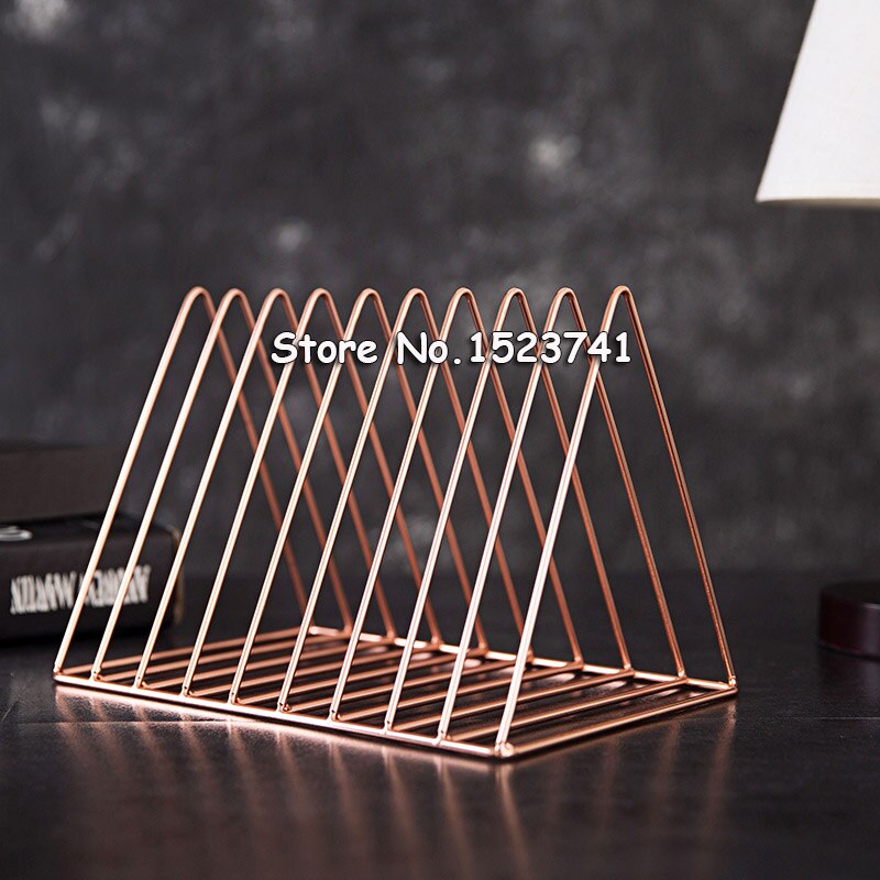 Rose Gold Electroplated Bookend Desk Organizer Desktop Office Home Bookends Book Holder Black Book Stand