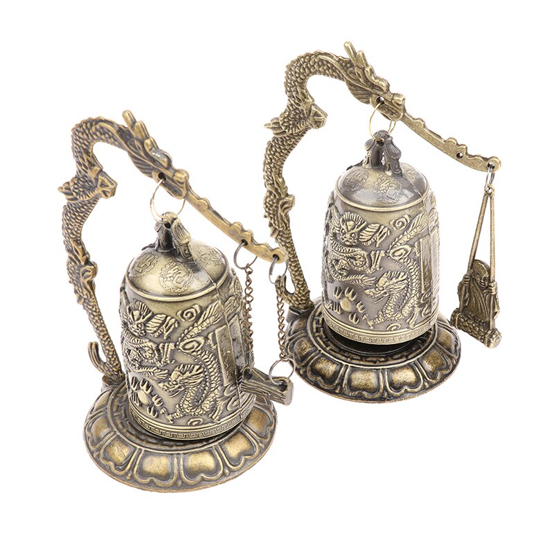 Luck Feng Shui Ornament Woondecoratie Beeldjes China Bell Decor Metalen Bel Gesneden Dragon Boeddhistische Klok Goede