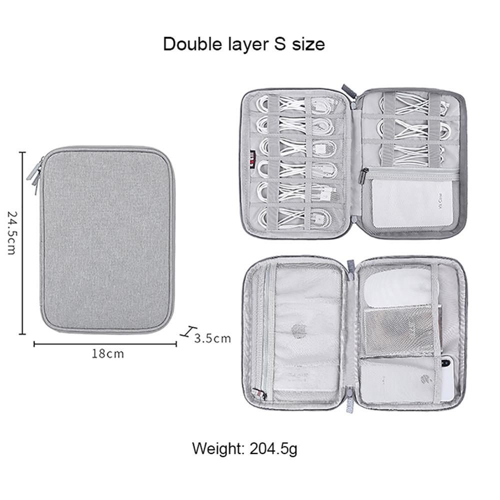 Mallette de rangement numérique grande capacité sac de transport de voyage pour clés USB cartes SD disque dur écouteurs câbles sac de rangement: Double Layer S