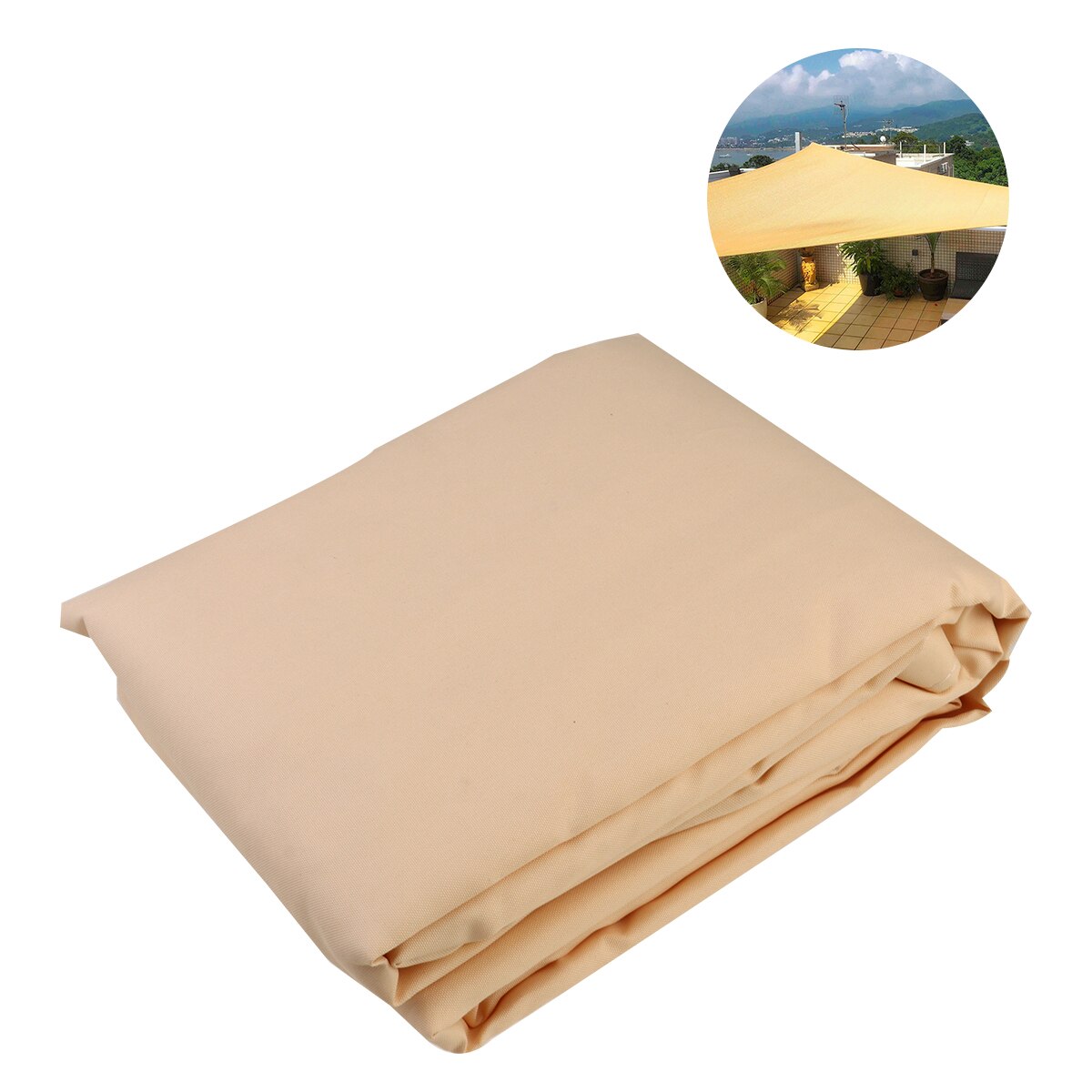 Triangle Sun Shade Sail Polyester Canopy Waterproof UV Block for Garden Swimming Pool (Beige)