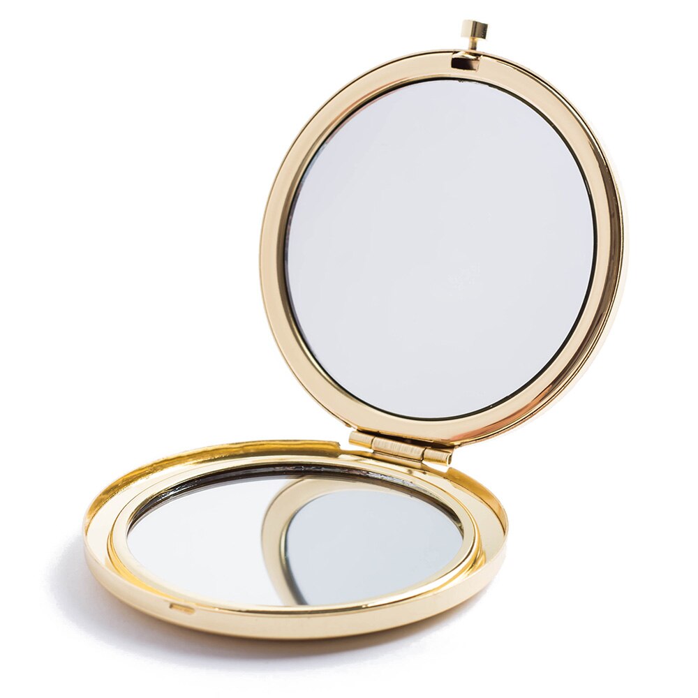Mini Makeup Mirrors 57.1mm Blank Round Metal Compact Mirror Portable Cosmetic Pocket Mirror Girl's Women Beauty Tools: gold