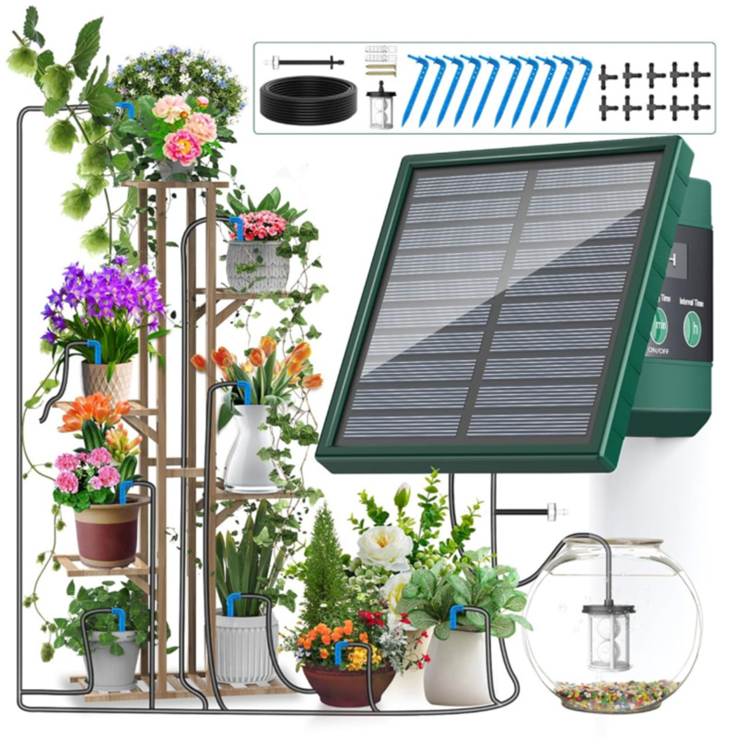 Solvandingssystem til havebalkon automatisk drypvandingssystem gør-det-selv havevandingssystem drypslangevanding: Default Title