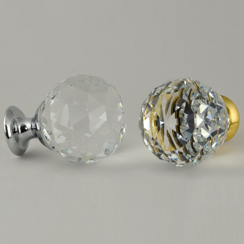 20-40mm krystallhåndtak enkelthulls diamantskap trekker sølvgull kjøkkenhåndtak møbler glassdørskuffknapper