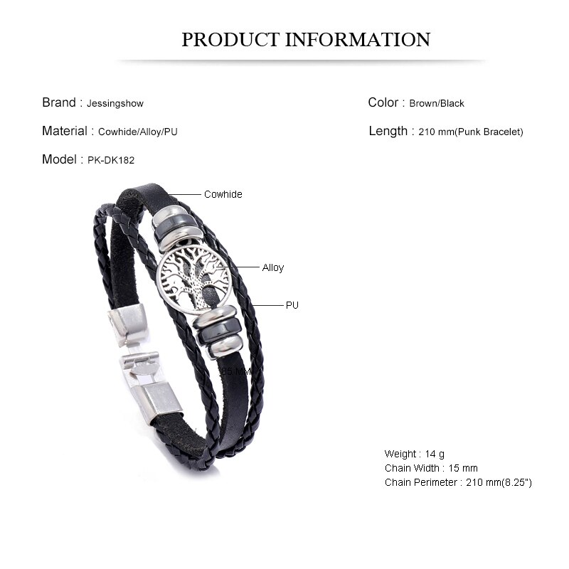 Multilayer Bracelet Men Casual Braided Leather Bracelet For Women Charm Life Tree Bracelet Punk Rock Men Jewelry