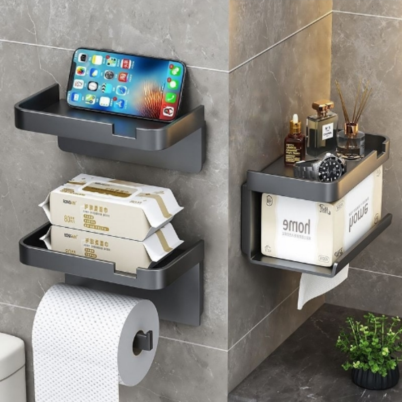 Toiletrolhouder Plastic opbergrek Keukenhanddoek Plaatsing van kruidenflessen Badkamer Muurrol papier Telefoonopslag