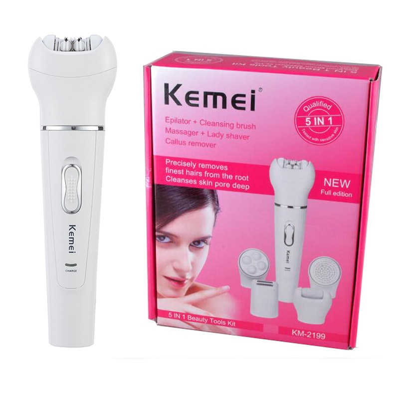 KEMEI KM-2199 5 en 1 Rechargeable Bikini cheveux électrique épilateur de cheveux rasoir épilateur épilateur pour dame beauté Kits de toilettage
