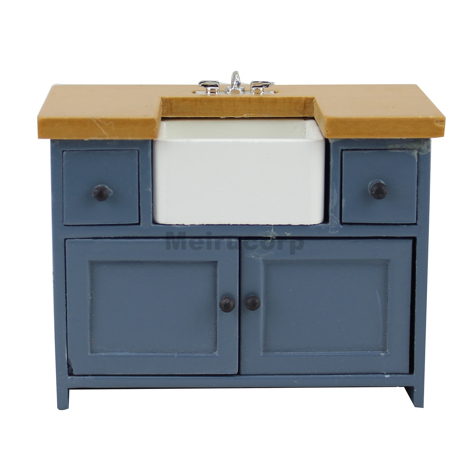 Poppenminiatuurmeubel 1/12 schaal mediterrane stijl badkamerwastafel