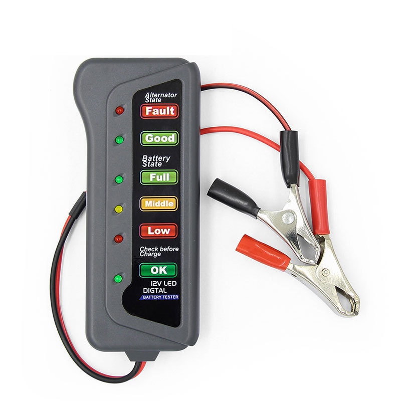 Potable Mini 12V Car Battery Tester Digital Alternator Test Scanner 6 LED Lights Display Automotive Diagnostic Inspection Tool