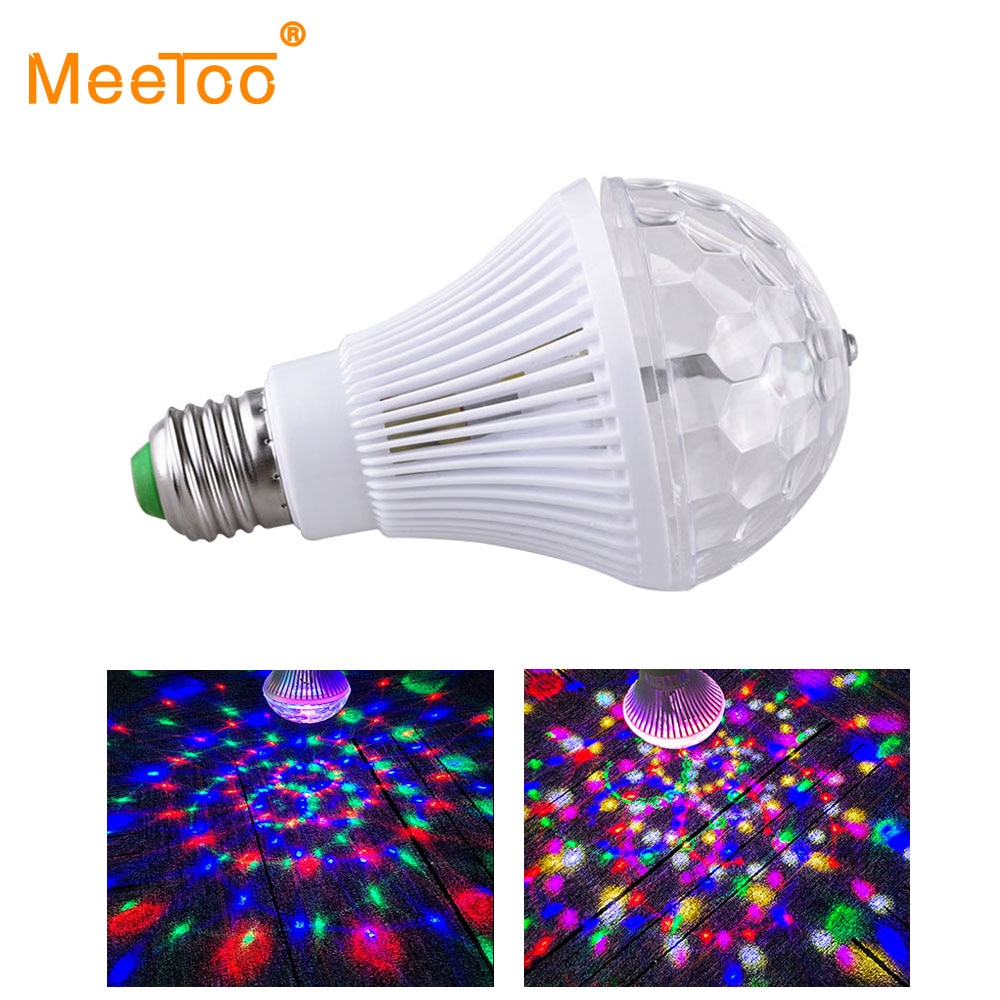 Auto Roterende E27 Rgb Crystal Magic Ball Lumiere Sound Control Moving Head Dj Disco Party Licht Podium Verlichting Effect Bulb lamp