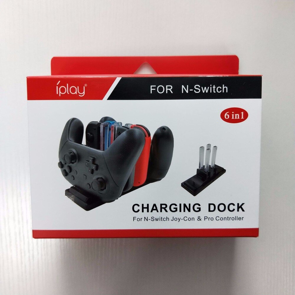 Multifunctioneel oplaadstation met 4 led-oplaadstandaards voor de nintendo switch + dubbel oplaadstation voor de draadloze ns pro joy-controller