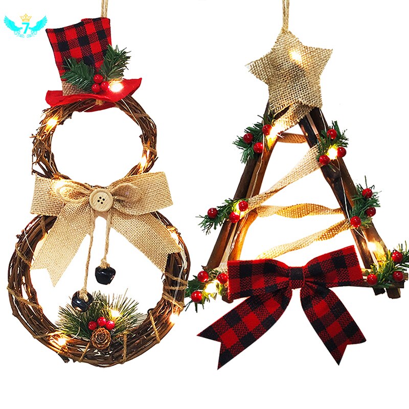Led Kerst Opknoping Krans 1Pc Smart Guirlande Thuis Xmas Decoratie Krans Hanger Muur Opknoping Kerst Kransen