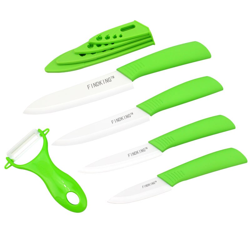 Køkken keramiske knive til frugter zirconia 6 farver kniv sæt keramisk kniv sæt 3 4 5 6 tommer med skræller dæksler: Grøn