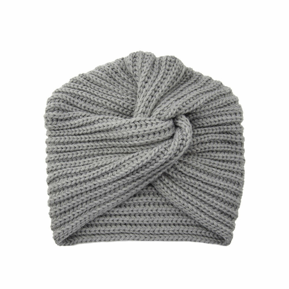Fshion Women's Ladies Turban Hat Knitted Cap Spring Winter Headwrap Beanie Crochet Beige Black Gray Pink: Gray