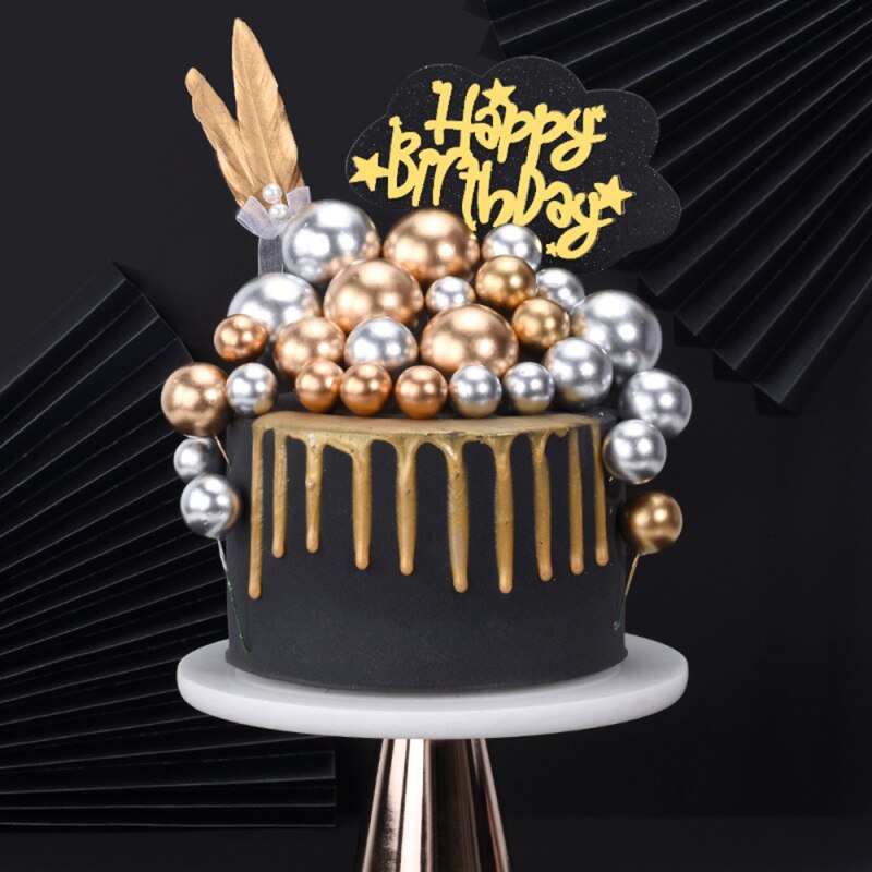 5 Stuks Verjaardagsfeestje Gouden Bal Cake Decoratie Cake Topper Fruit Dessert Decor Insteekkaart Voor Verjaardagsfeestje
