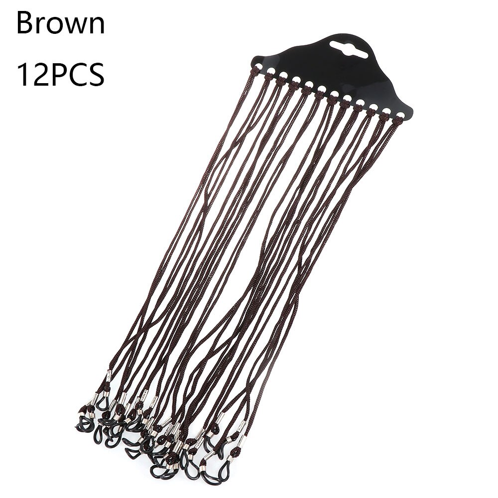 12PCS Black Brown Eyewear Nylon Eyeglass Cord Reading Glass Neck Strap Holder Nylon Eyewear Sunglasses Chain Cord Glass Rope: brown