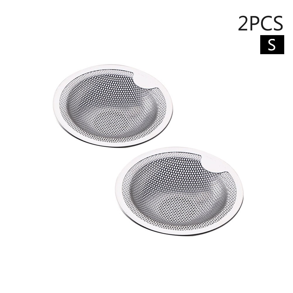 2pcs/pack Home Kitchen Waste Stainless Steel Bathroom Catcher Food Filter Hair Collect Strainer Plugs Mesh Sink Drain Universal