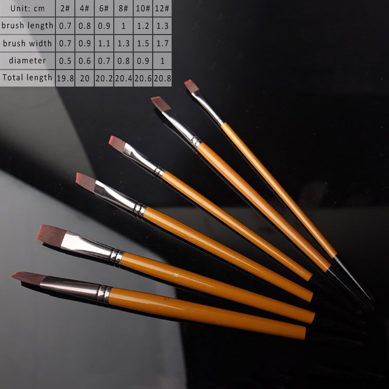 6 Stks/set Multi Purpose Kunstenaar Verf Borstel Tekening Art Supplies Olieverfschilderij Borstels Verf Pen Nylon Haar Platte