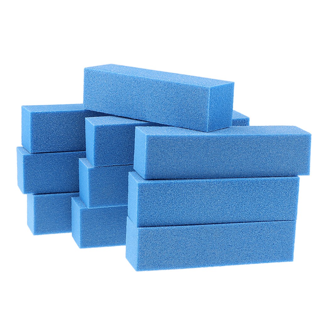 10 Pieces 4-sided File Block, Sanding Block, Buffer, Sponge, Polishing Block, Nail Files: Blue