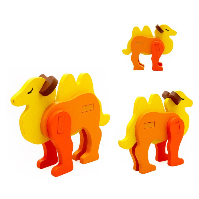 Giocattoli per bambini Puzzle 3D in legno cartone animato modello animale blocchi per bambini giocattoli educativi precoci per giochi per bambini: Camel