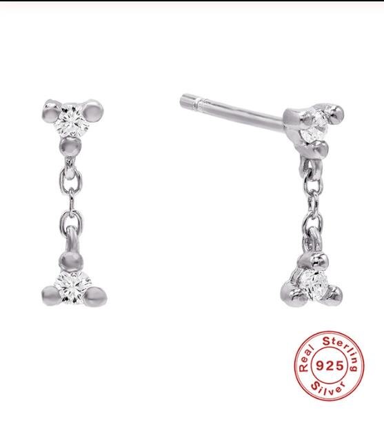 Minimalistischen 925 Sterling Silber Drei Ball Stud Ohrringe Zarte Tiny Dot Ohrringe Knorpel Helix Piercing Kette Ohrringe A30: 2