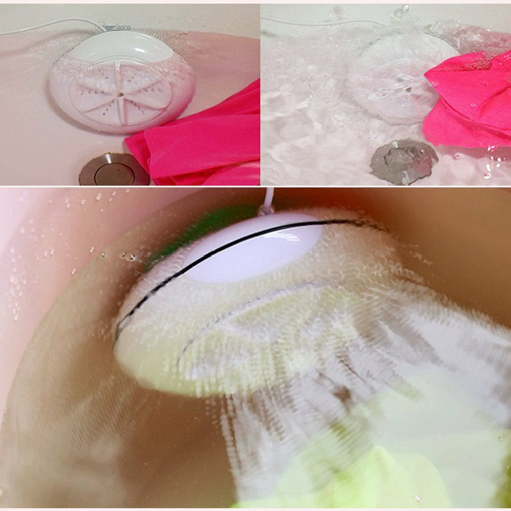 2 in 1 Portable Mini Washing Machine Ultrasonic Washer with USB Cable Convenient for Travel Business Trip