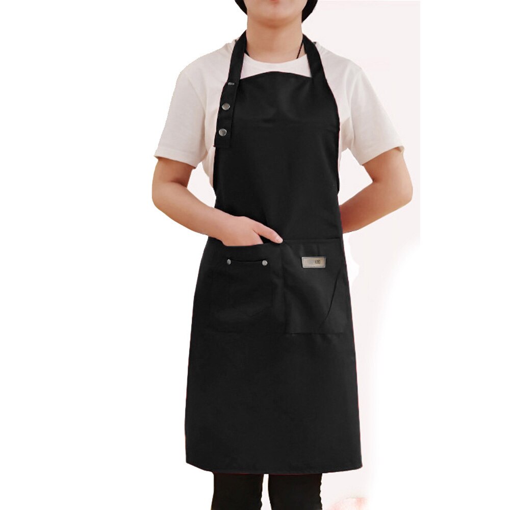 Coffee Shop Apron Waiter Uniform Cooking Baking With Button Adjustable: Black