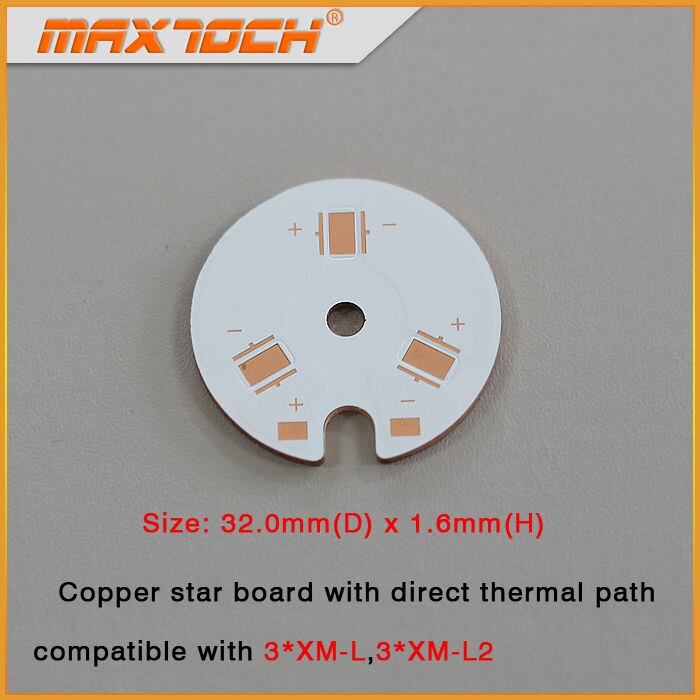 MAXTOCH Koper MCPCB 3pcs XM-XM-L2 32mm x 1.6mm Directe Thermische Pad Koperen Board