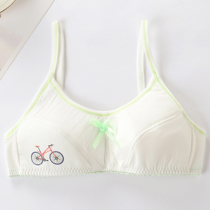 Girls Bra Teenager Breathable Underwear Cotton Training Bras Tops Crop Teens For Girls Kids Crop Tops: green