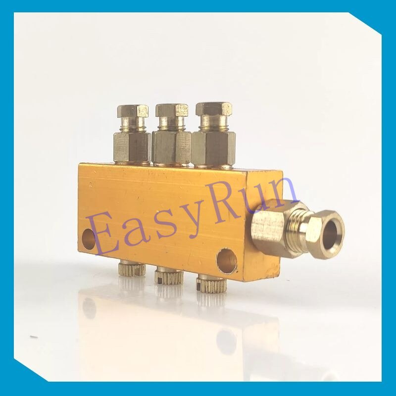 Details about Brass 3 Way Adjustable Lube Oil Grease Distributor Valve Manifold Block Centra