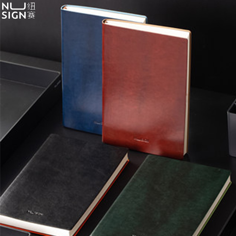 Nusign A5/B5 Sizes Soft Face Leather Notebook High-end Office Business Notebook Leather Face Stationery Bookmark Ribbon