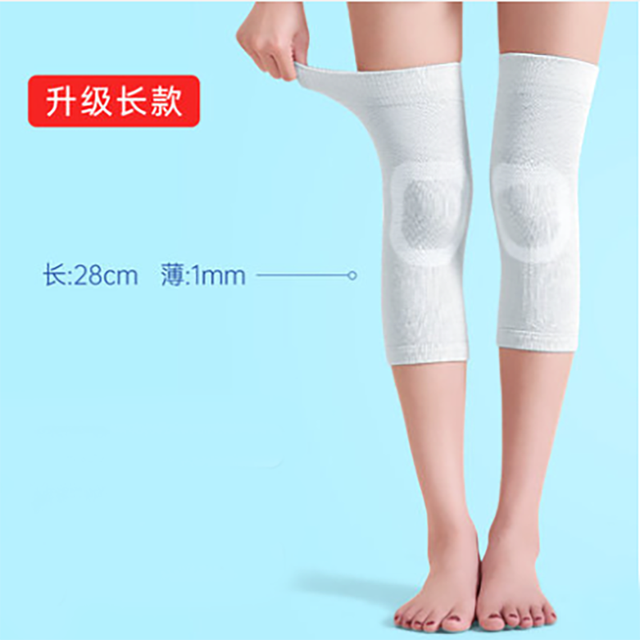 Rodilleras de seda Natural para hombres y mujeres, rodilleras de verano antideslizantes para ancianos, mantienen el calor, piernas frías y antiguas: gray long section / L