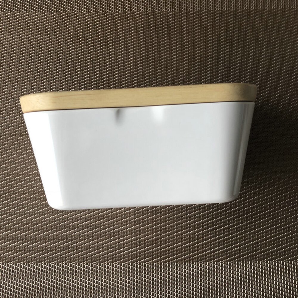 Smørfad med låg porcelænsholder dækket smørbeholder køkkensmøropbevaringsfad til bordplade køleskab